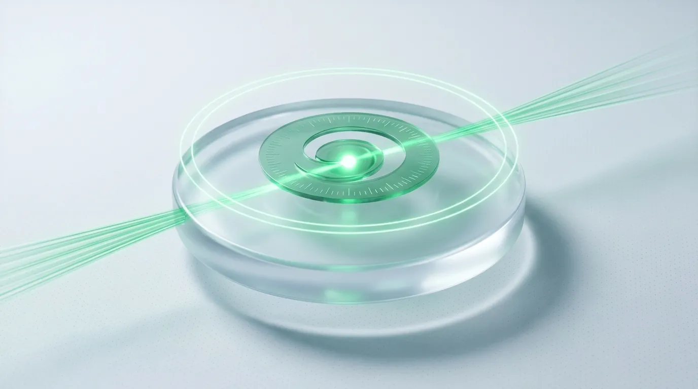 Frosted-glass inspection lens passing over a row of emerald-lit glass tiles, a few dimmed, evoking an audit that surfaces the broken points.
