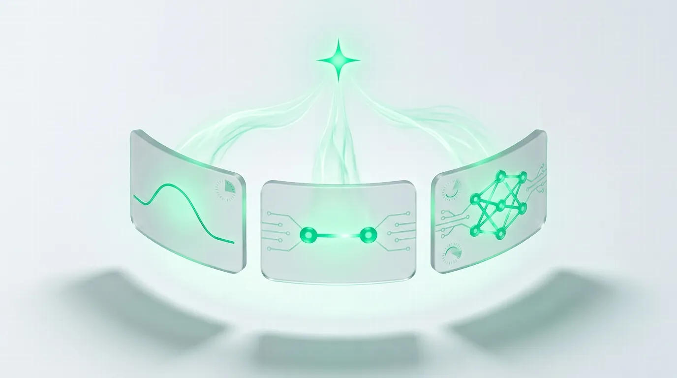 Frosted-glass roadmap path of emerald milestone nodes laid out in a deliberate sequence, evoking a scoped SEO engagement that ships work in increments.